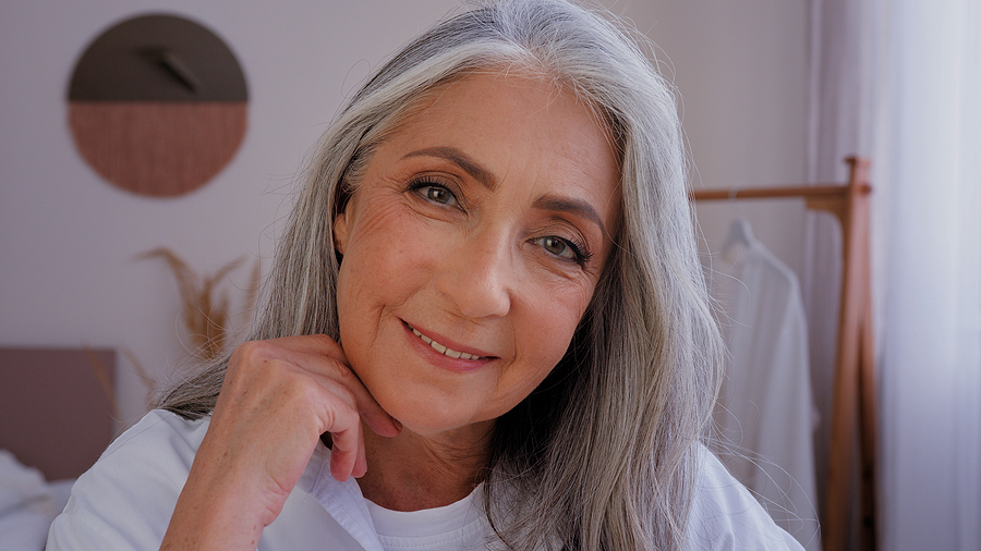 Portrait Close Up Headshot Aged Senior Mature 50s Lady Caucasian